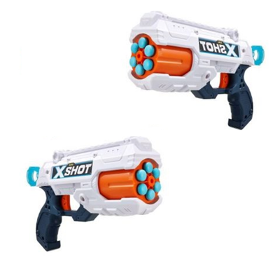 تفنگ اسباب بازی دوقلو ایکس شات X-Shot مدل Zuru X-shot Excel Double Reflex 6 Combo Foam Blaster Pack (16 Darts 3 Cans)_اسباب بازی